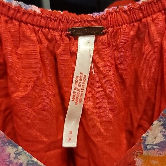 Free People Julianna Maxi Dress Ruffled Tiers V Neck Floral Print Cherry Small - Picture 7 of 13